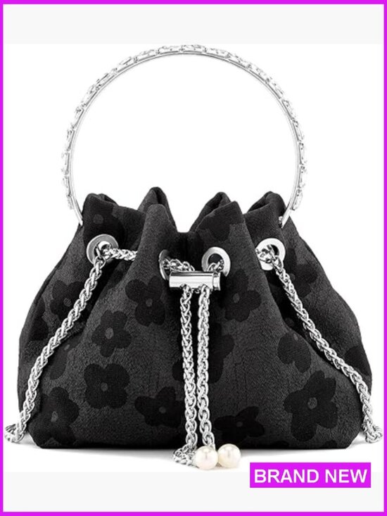 Handbags - Mini Rhinestone Evening Clutch Crossbody Purse Floral Print Elegant Party Wear